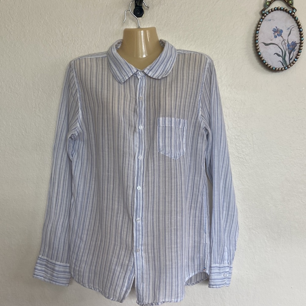 Sundry Striped Long Sleeve Button Up Cotton Shirt